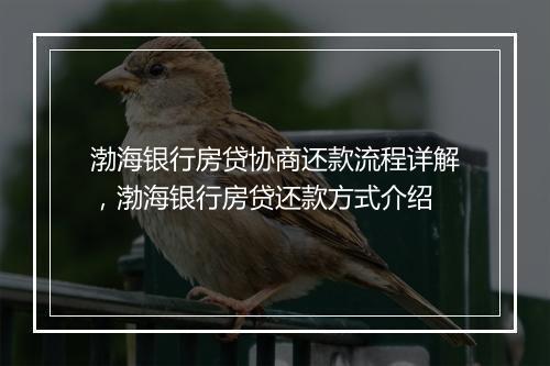 渤海银行房贷协商还款流程详解，渤海银行房贷还款方式介绍