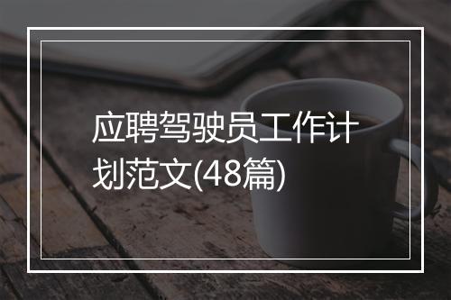 应聘驾驶员工作计划范文(48篇)