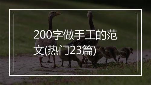 200字做手工的范文(热门23篇)