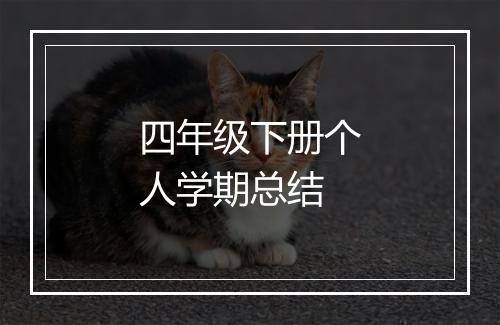 四年级下册个人学期总结