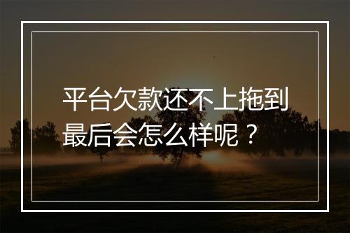 平台欠款还不上拖到最后会怎么样呢？