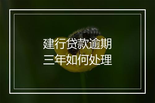 建行贷款逾期三年如何处理