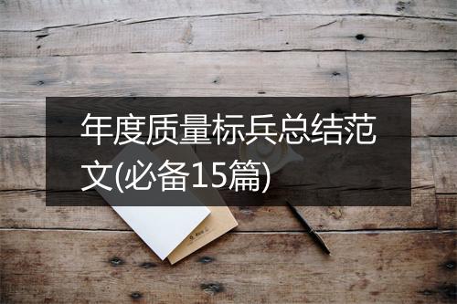 年度质量标兵总结范文(必备15篇)