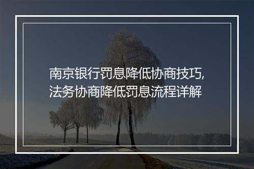 南京银行罚息降低协商技巧,法务协商降低罚息流程详解