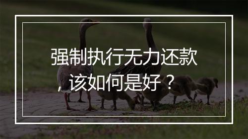 强制执行无力还款，该如何是好？