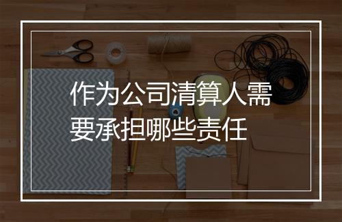 作为公司清算人需要承担哪些责任