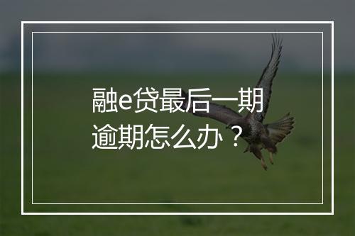 融e贷最后一期逾期怎么办？