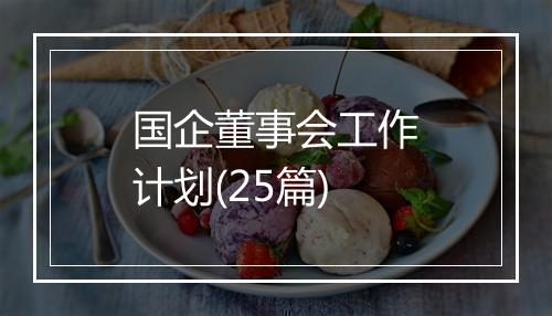国企董事会工作计划(25篇)