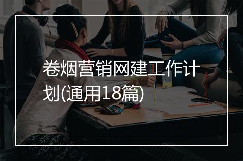 卷烟营销网建工作计划(通用18篇)