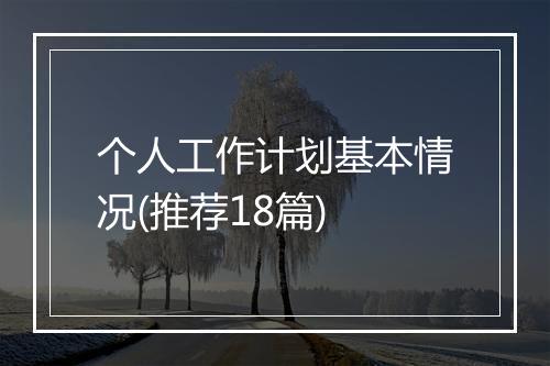 个人工作计划基本情况(推荐18篇)
