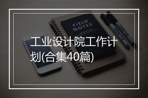 工业设计院工作计划(合集40篇)
