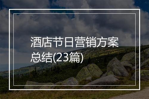 酒店节日营销方案总结(23篇)