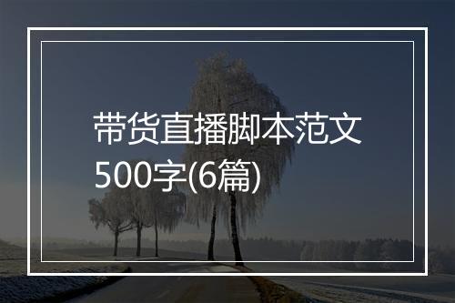 带货直播脚本范文500字(6篇)