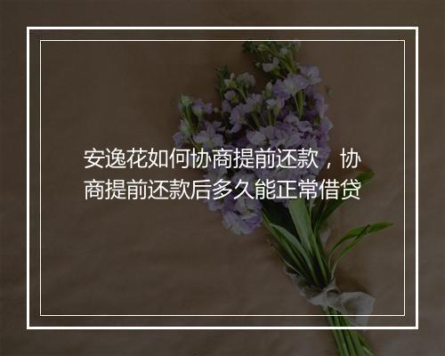 安逸花如何协商提前还款，协商提前还款后多久能正常借贷