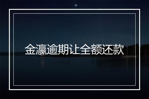 金瀛逾期让全额还款
