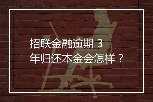招联金融逾期 3 年归还本金会怎样？