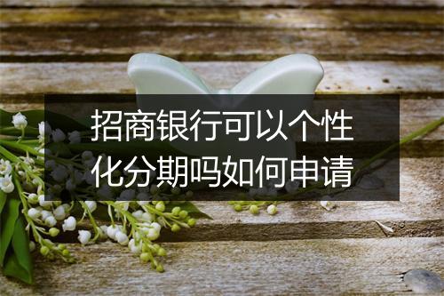 招商银行可以个性化分期吗如何申请