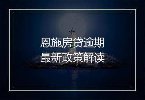 恩施房贷逾期最新政策解读