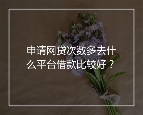 申请网贷次数多去什么平台借款比较好？