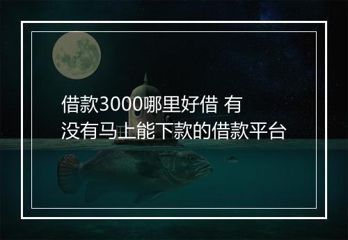 借款3000哪里好借 有没有马上能下款的借款平台