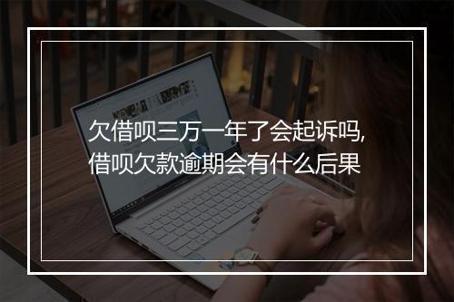 欠借呗三万一年了会起诉吗,借呗欠款逾期会有什么后果