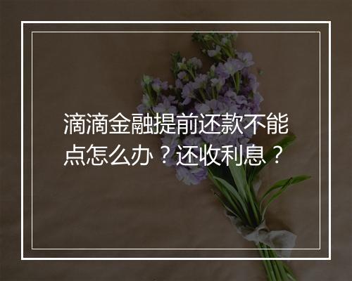滴滴金融提前还款不能点怎么办？还收利息？