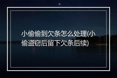 小偷偷到欠条怎么处理(小偷盗窃后留下欠条后续)