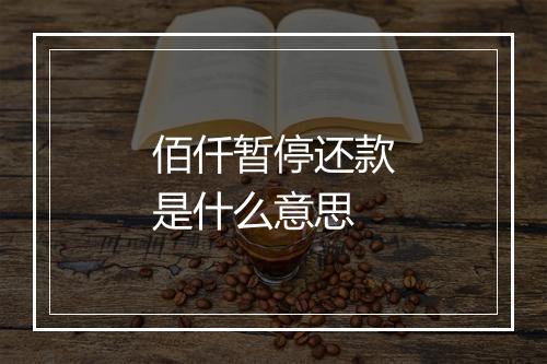 佰仟暂停还款是什么意思