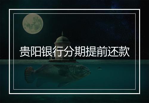 贵阳银行分期提前还款