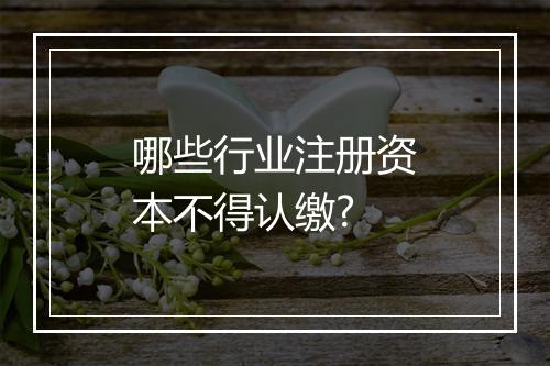 哪些行业注册资本不得认缴?