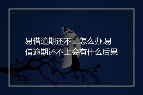 易借逾期还不上怎么办,易借逾期还不上会有什么后果