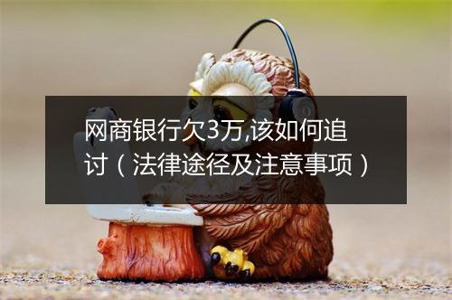网商银行欠3万,该如何追讨（法律途径及注意事项）