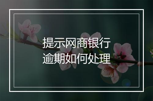 提示网商银行逾期如何处理