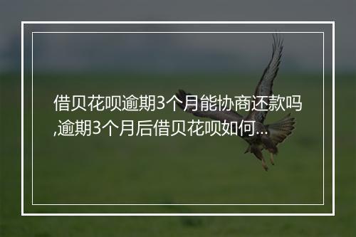 借贝花呗逾期3个月能协商还款吗,逾期3个月后借贝花呗如何还款