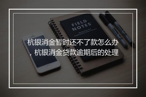 杭银消金暂时还不了款怎么办，杭银消金贷款逾期后的处理