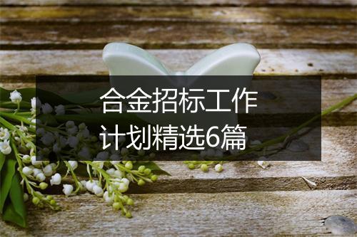 合金招标工作计划精选6篇