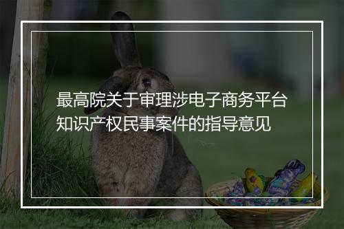 最高院关于审理涉电子商务平台知识产权民事案件的指导意见