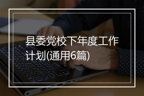 县委党校下年度工作计划(通用6篇)