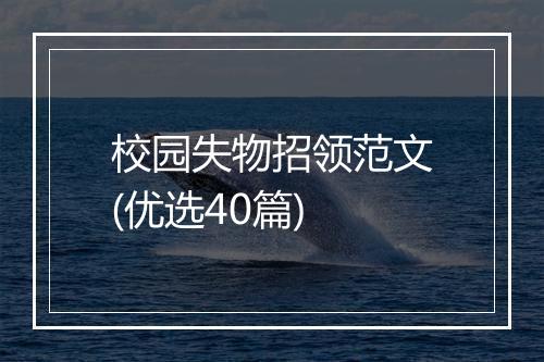 校园失物招领范文(优选40篇)