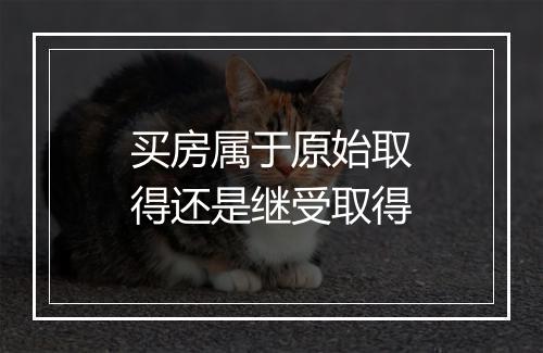买房属于原始取得还是继受取得