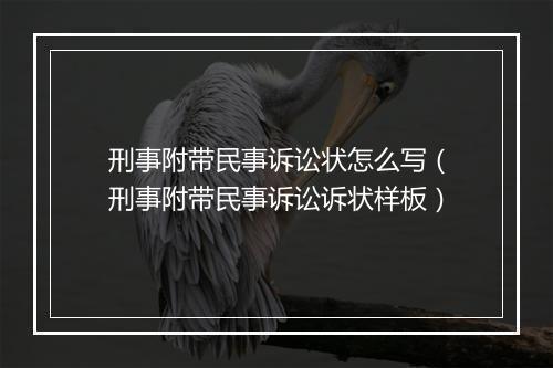 刑事附带民事诉讼状怎么写（刑事附带民事诉讼诉状样板）