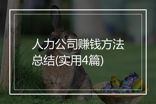人力公司赚钱方法总结(实用4篇)