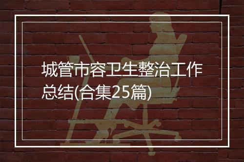城管市容卫生整治工作总结(合集25篇)