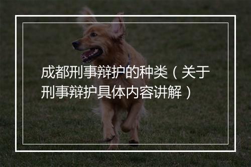 成都刑事辩护的种类（关于刑事辩护具体内容讲解）