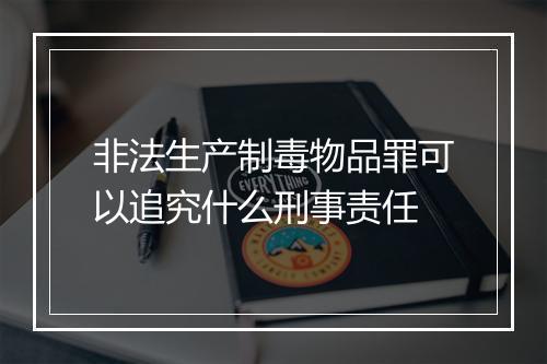 非法生产制毒物品罪可以追究什么刑事责任