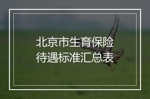 北京市生育保险待遇标准汇总表