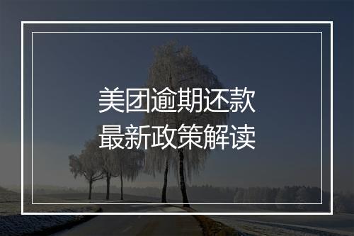 美团逾期还款最新政策解读