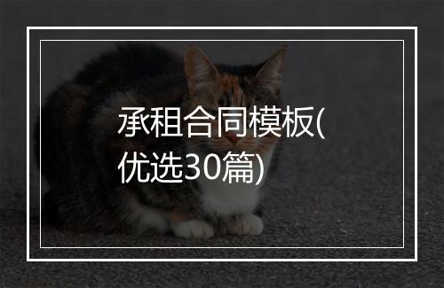 承租合同模板(优选30篇)