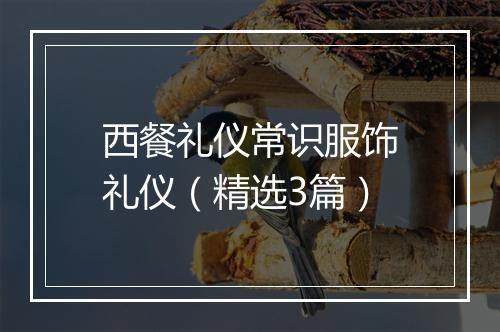 西餐礼仪常识服饰礼仪（精选3篇）