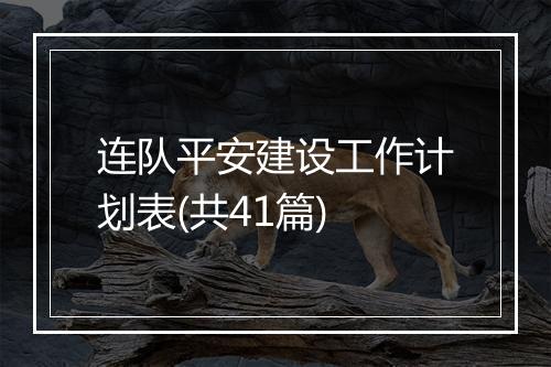 连队平安建设工作计划表(共41篇)